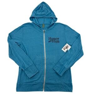 Alternative Men's XL Earth Honor Him Christian Zip Up Hoodie  Blue Lot Of Two